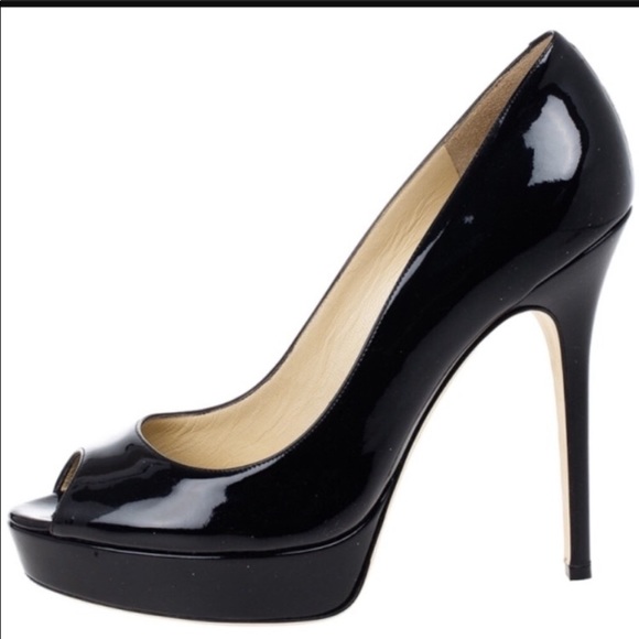 SOLD Jimmy Choo | Crown Peep Toe Platform Patent - Picture 10 of 16